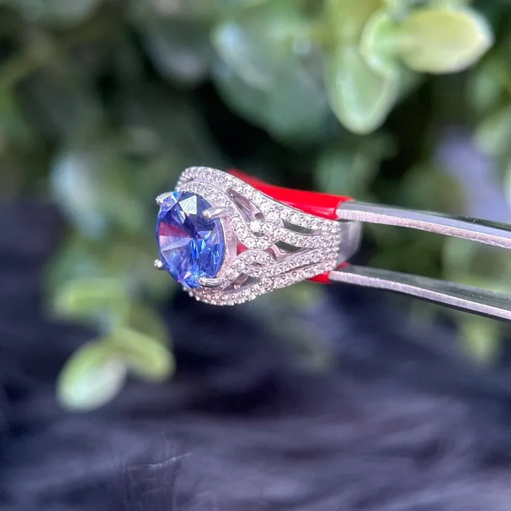Tanzanite Colored Stone‎ /Cz’s Silver 925 Ring